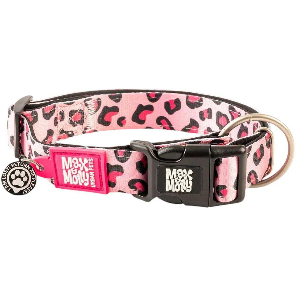 Max & Molly Smart ID Collar Leopard Pink Нашийник з QR-кодом, малюнок "Леопард рожевий" S (4897039633592) - зображення 1