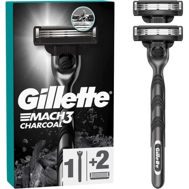 Gillette Станок для бритья мужской  Mach3 Charcoal с 2 сменными картриджами (8700216074308) - зображення 1