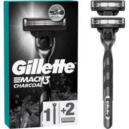   Gillette Станок для бритья мужской  Mach3 Charcoal с 2 сменными картриджами (8700216074308)