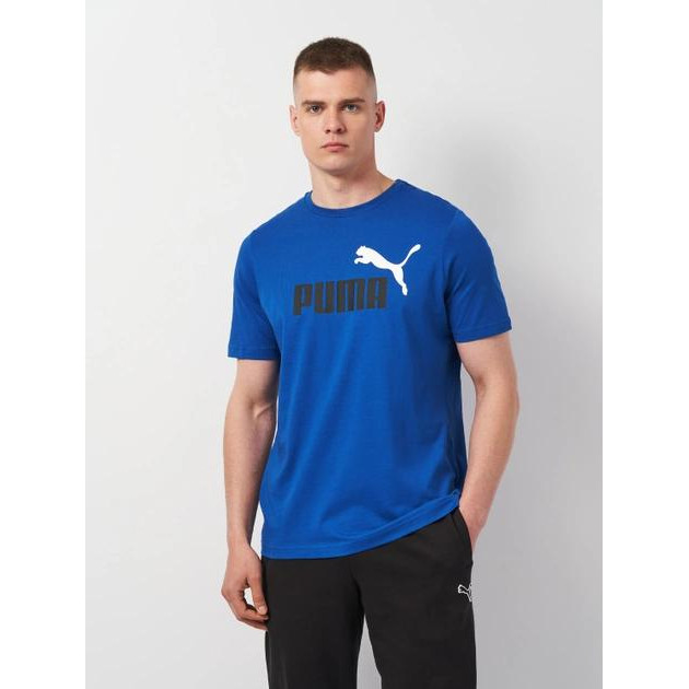 PUMA Футболка чоловіча  Essentials+ 58675921 S Синя з принтом (4099686957421) - зображення 1