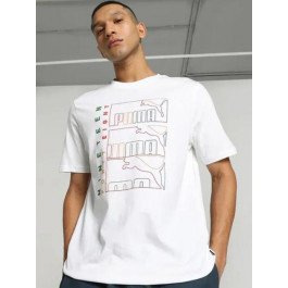   PUMA Футболка бавовняна довга чоловіча  GRAPHICS Triple Logo Tee 68017302 XXL White (4099686710101)