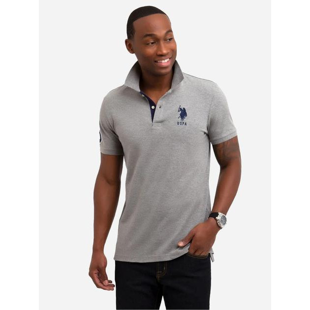 U.S. Polo Assn Поло довге чоловіче  118717-EE00A(CAMPUS HEATHER GRAY) XL Сіре - зображення 1