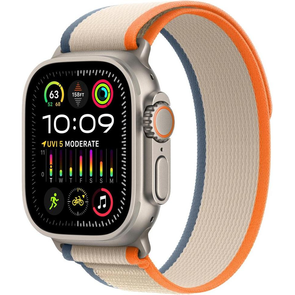 Apple Watch Ultra 2 GPS + Cellular 49mm Titanium Case with Orange/Beige Trail Loop - S/M (MRF13) - зображення 1