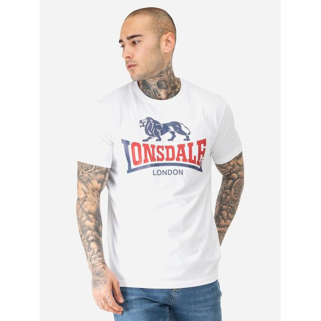 Lonsdale Футболка бавовняна довга чоловіча  Lion two tone 117656-7522 L Біла (4255581535144) - зображення 1