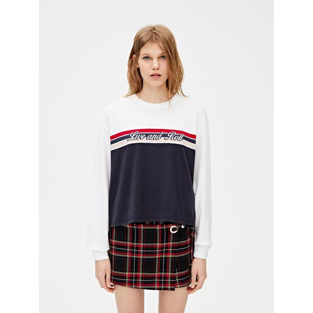 Pull&Bear Лонгслів довгий жіночий  XAZ295275HCDV L Білий (DD8000006972105) - зображення 1