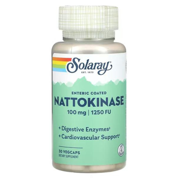 Solaray Nattokinase 100 mg | 1250 FU VegCaps (30 капс) - зображення 1