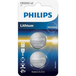   Philips CR-2032 bat(3B) Lithium 2шт (CR2032P2/01B)