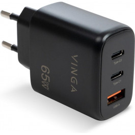   Vinga 65W PD+QC 2C1A ports Wall Charger Black (VCPCHCCA65B)