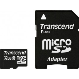 Transcend 32 GB microSDHC class 10 + SD Adapter TS32GUSDHC10