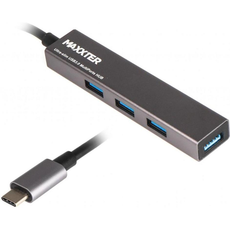 Maxxter USB Type-C 4хUSB3.0 Dark Grey (HU3C-4P-02) - зображення 1