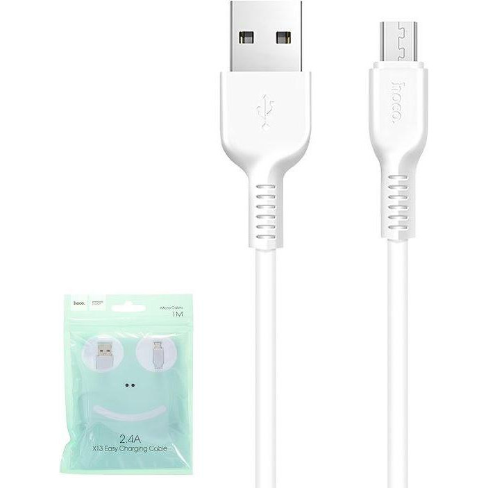 Hoco X13 USB to MicroUSB 1m White (6957531061175) - зображення 1