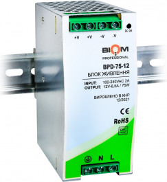   Biom на DIN-рейку TH35/ЕС35 75W 6.5A 12V IP20 BPD-75-12 (21769)