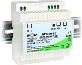   Biom на DIN-рейку TH35/ЕС35 60W 5A 12V IP20 BPD-60-12 (21768)