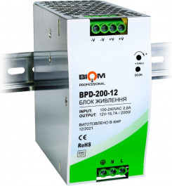   Biom на DIN-рейку TH35/ЕС35 200W 16.7A 12V IP20 BPD-200-12 (21772)