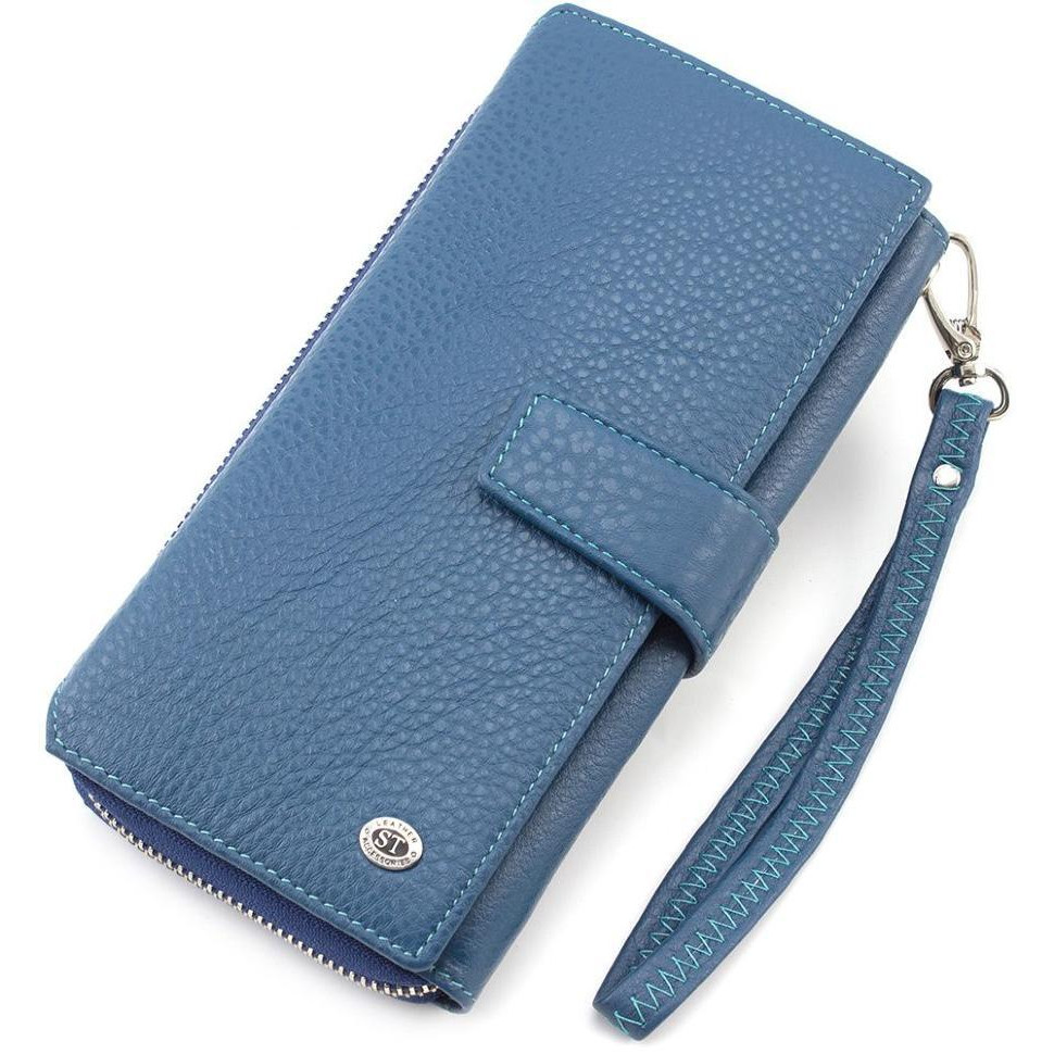 ST Leather Большой кожаный кошелек с блоком для карт  (16503) (ST228 Light blue) - зображення 1