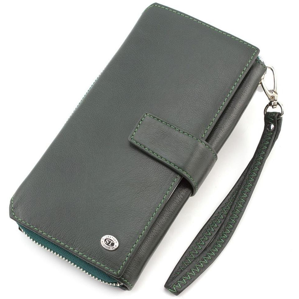 ST Leather Женский кожаный кошелек с отделениями для карт и купюр  (16508) (ST228 Green) - зображення 1