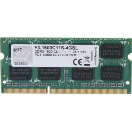   G.Skill 4 GB SO-DIMM DDR3 1600 MHz (F3-1600C11S-4GSL)