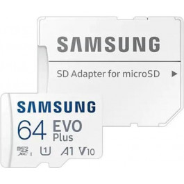   Samsung 64 GB microSDXC Class 10 UHS-I U1 V10 A1 EVO Plus + SD Adapter MB-MC64KA