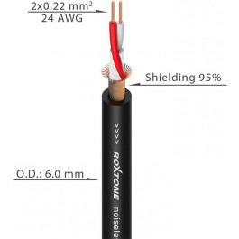   Roxtone Микрофонный кабель MC002, 2х0.22, 100 м