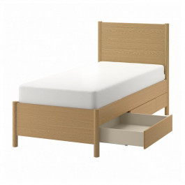   IKEA TONSTAD Каркас з ящиками дубовий шпон/LOnset 90х200 (694.966.68)