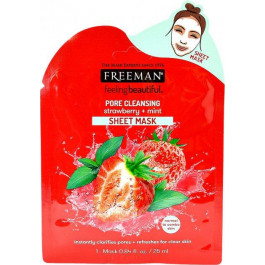   Freeman Beauty Тканевая маска для лица  Feeling Beautiful очищающая поры Клубника и Мята, 25мл (072151483247)