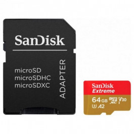   SanDisk 64 GB microSDXC UHS-I U3 Extreme A2 + SD Adapter SDSQXA2-064G-GN6AA