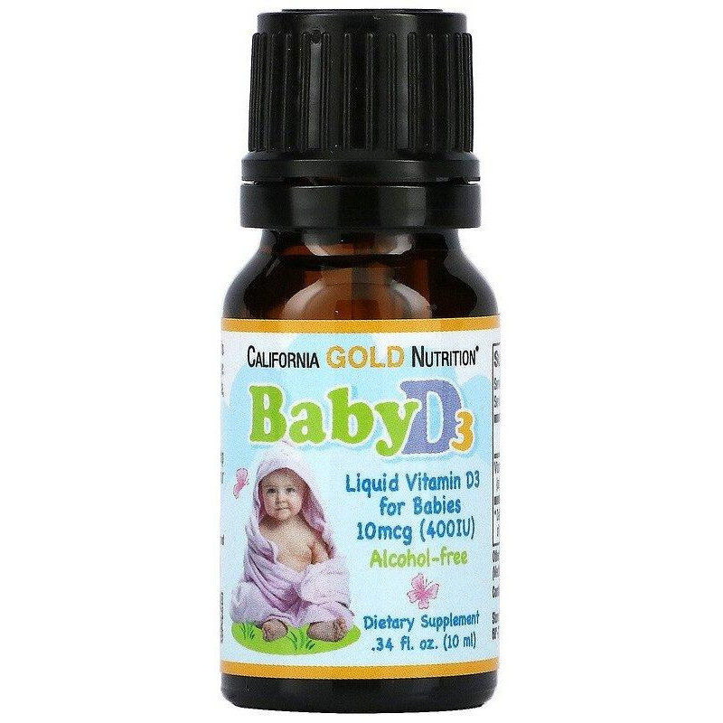 California Gold Nutrition Витамин Д3 для детей (Baby D3) 400 МЕ 10 мл - зображення 1