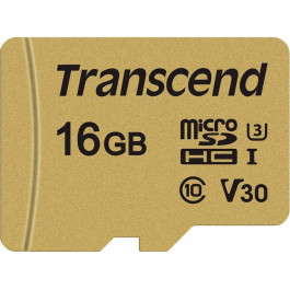   Transcend 16 GB microSDHC UHS-I U3 500S + SD Adapter TS16GUSD500S