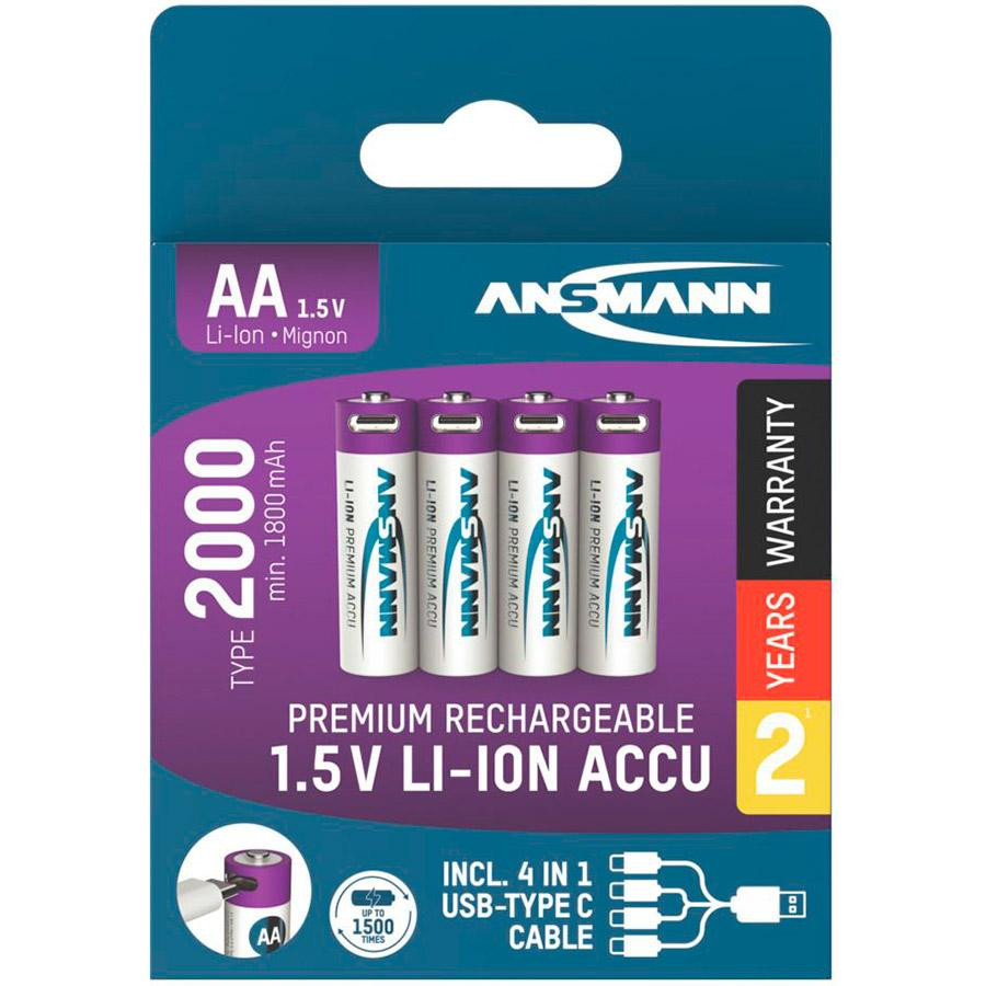 Ansmann AA 2000mAh, Type-C заряджання 4шт/уп (1312-0036) - зображення 1