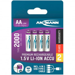   Ansmann AA 2000mAh, Type-C заряджання 4шт/уп (1312-0036)