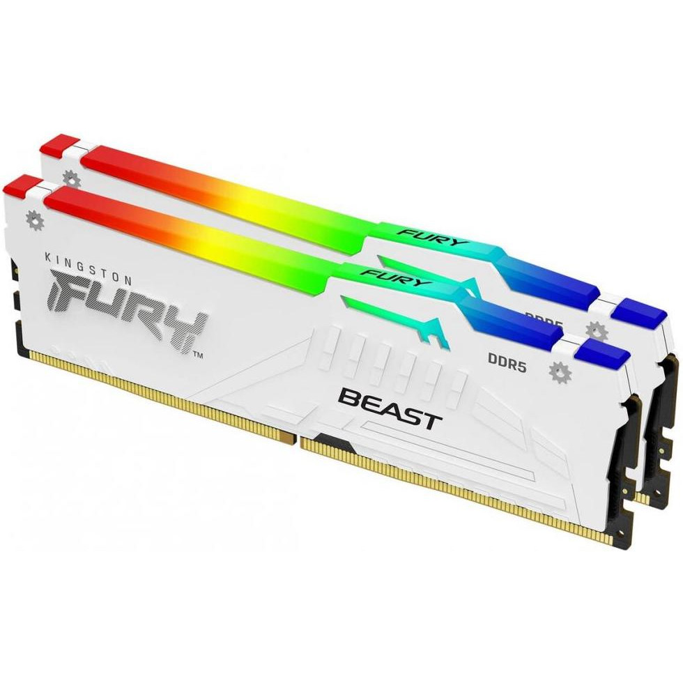 Kingston FURY 64 GB (2x32GB) DDR5 6400 MHz Beast RGB White (KF564C32BWAK2-64) - зображення 1