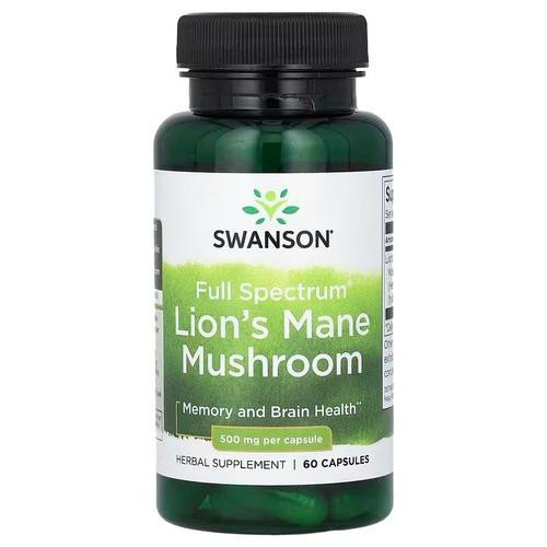 Swanson Full Spectrum Lion's Mane Mushroom 500 mg 60 капсул - зображення 1