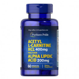   Puritan's Pride Acetyl L-Carnitine 400 mg with Alpha Lipoic Acid 200 mg 60 капсул