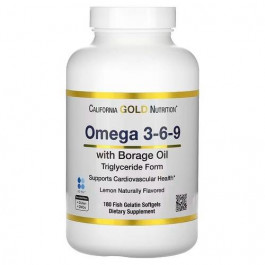   California Gold Nutrition Omega 3-6-9 Fish Oil with Borage Oil 180 капсул