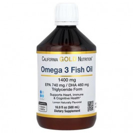   California Gold Nutrition Norwegian Extra Strength Omega 3 Fish Oil Lemon 500 ml, Лимон