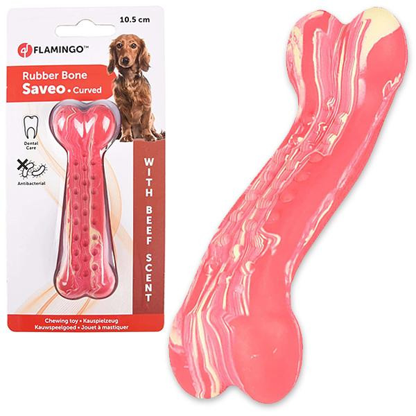 Karlie-Flamingo Игрушка жевательная Rubber Saveo Curved Bone Beef, вкус говядины, для собак, 10.5x3.5 см (519526) - зображення 1