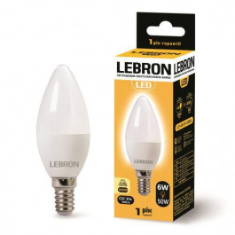   Lebron LED L-C37 6W E14 3000K 480Lm 220° (LEB 11-13-19)