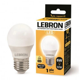   Lebron LED L-G45 6W Е27 3000K 480Lm 220° (LEB 11-12-49)