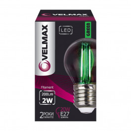   Velmax LED V-Filament-G45 2W E27 зеленая (21-41-33)