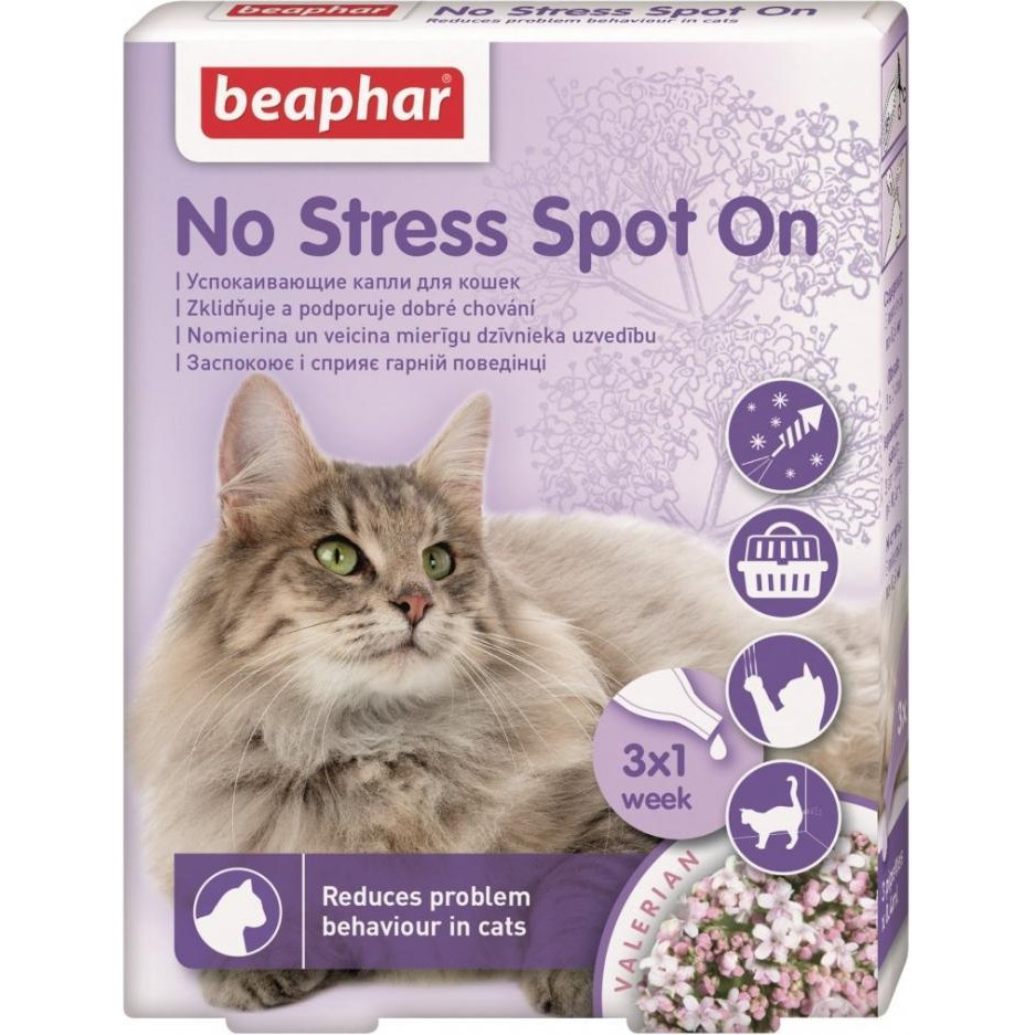 Beaphar No Stress Spot On - капли антистресс для кошек Упак 3 пипетки (13913) - зображення 1