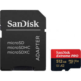   SanDisk 512 GB microSDXC UHS-I U3 Extreme Pro + SD Adapter SDSQXCD-512G-GN6MA