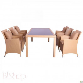   Art Metal Furniture Samana-6 из ротанга Elit SC-8849 Sand AM3041 ткань A14203 (516809)