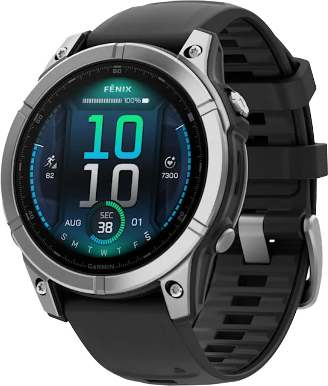 Garmin Fenix E 47mm AMOLED Stainless Steel with Black Silicone Band (010-03025-02/00) - зображення 1