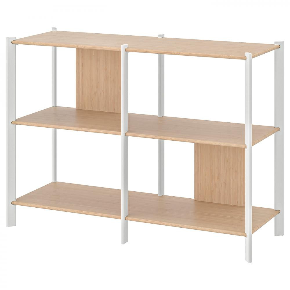 IKEA JATTESTA Книжкова шафа білий/світлий бамбук 120x85 (705.388.46) - зображення 1