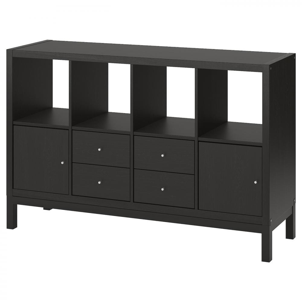 IKEA KALLAX Книжкова шафа 2Д4Ш чорно-коричнева 77x147 (595.529.14) - зображення 1