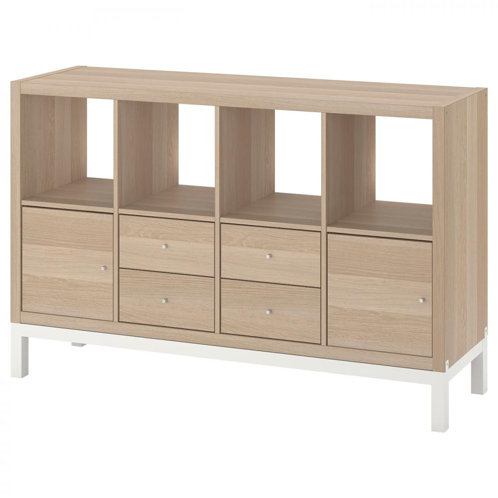 IKEA KALLAX Книжкова шафа 2Д4Ш дуб білий морений 147x94 (295.529.15) - зображення 1