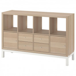   IKEA KALLAX Книжкова шафа 2Д4Ш дуб білий морений 147x94 (295.529.15)