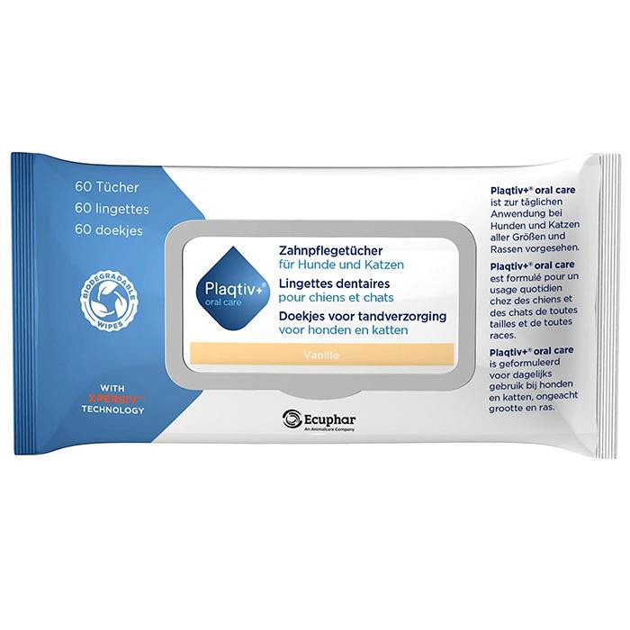 Plaqtiv+ Plaqtiv+ Dental Wipes Стоматологічні серветки для собак та котів 64 шт (5055037403619) - зображення 1