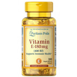   Puritan's Pride Puritan's Pride Vitamin E-180 mg (400 IU) 100 Rapid Release Softgels, отдельный витамин