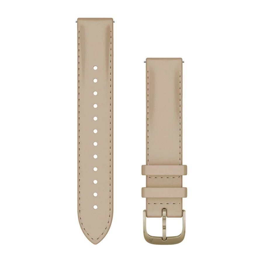 Garmin Ремінець Garmin 18mm Band, Light Sand Leather + Cream Gold - зображення 1